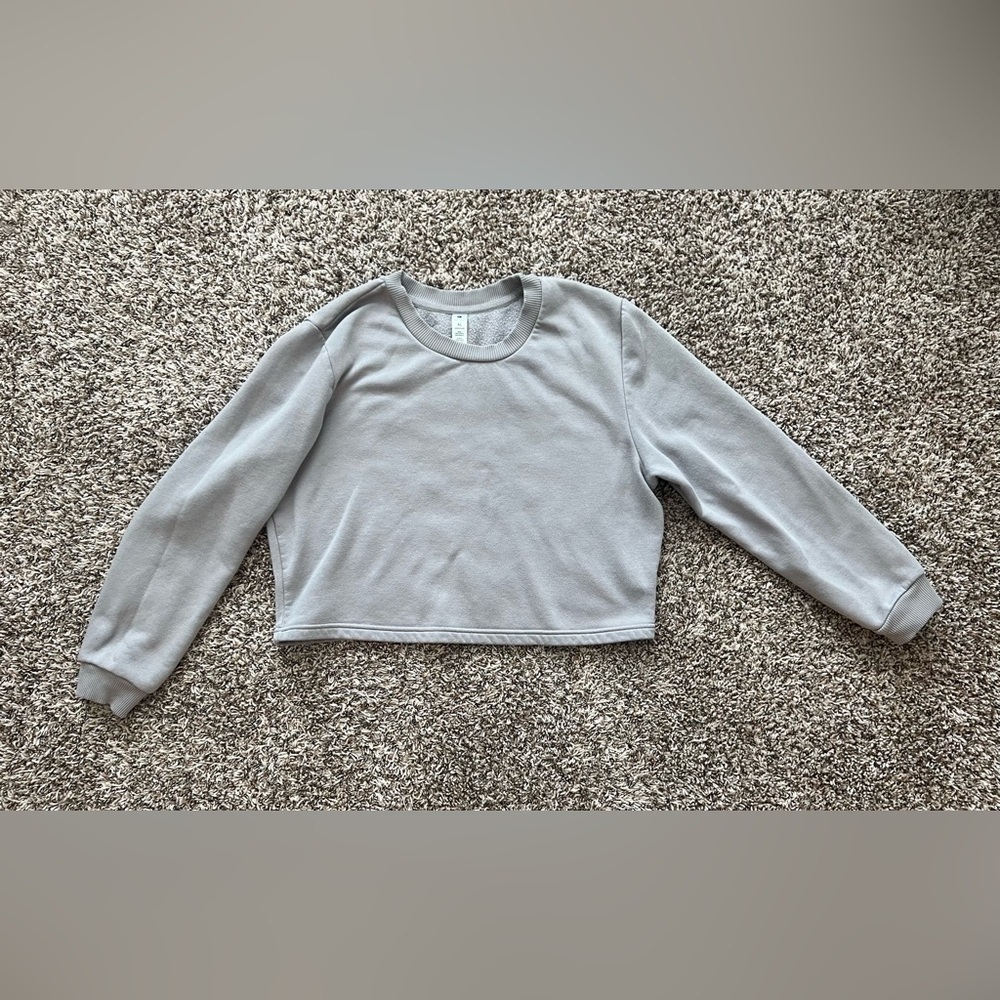 90 Degree by Reflex Crop Crewneck Sweatshirt Women’s Size XL Gray (0685) - Picture 2 of 8